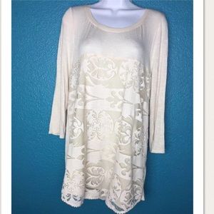 Meadow Rue Anthropologie Ivory Blouse Tunic